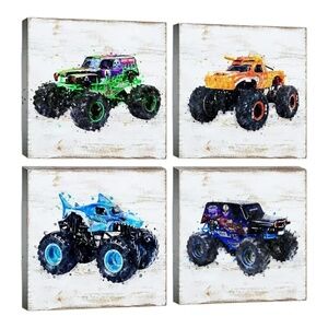 Monster Truck Canvas wall art size 12”X12”